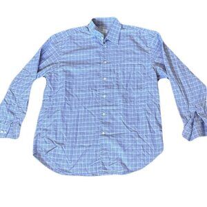 Brioni Large Purple Blue Check Casual Dress Shirt
